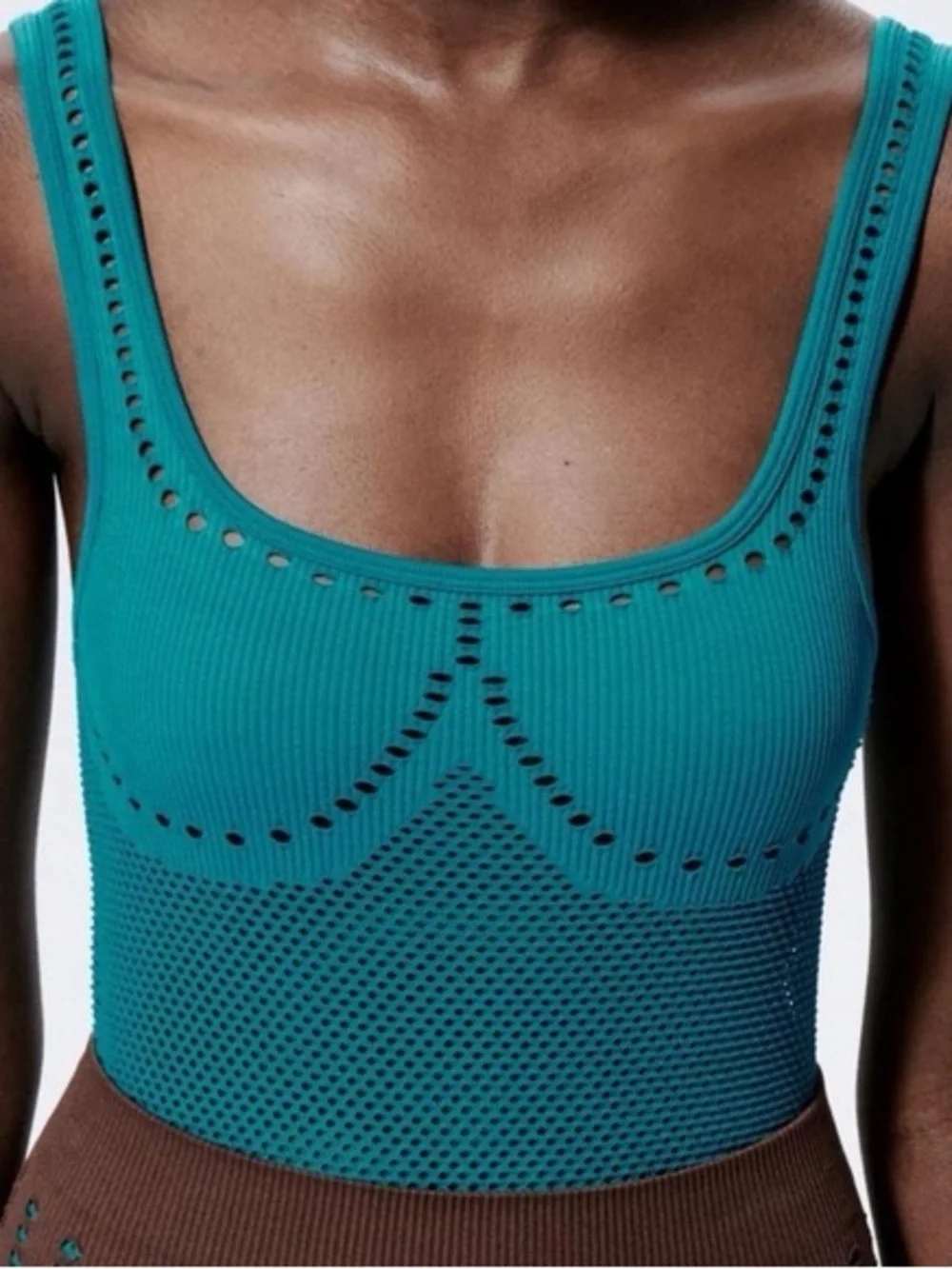 Zara Teal Seamless Knit Tank bodysuit